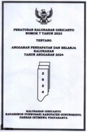 Peraturan Kalurahan No 7 Tahun 2023 tentang APBKal Tahun Anggaran 2024